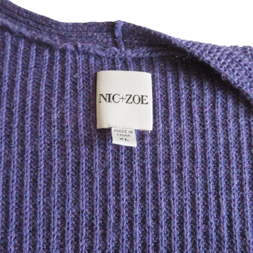 🔥HP🔥 NIC+ZOE Shaker Stitch Cotton Blend Crewneck Sweater, Fig, XL - NWOT - Picture 7 of 7